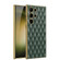 Samsung Galaxy S23 Ultra 5G GKK Rhombus Pattern Electroplating Plain PU Phone Case - Green