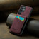 Samsung Galaxy S23 Ultra 5G Fierre Shann Crazy Horse Card Holder Back Cover PU Phone Case - Wine Red