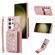 Samsung Galaxy S23 Ultra 5G Vertical Card Bag Ring Holder Phone Case with Dual Lanyard - Rose Gold