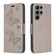Samsung Galaxy S23 Ultra 5G Embossing Two Butterflies Pattern Leather Case - Grey