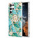 Samsung Galaxy S23 Ultra 5G Splicing Marble Flower IMD TPU Phone Case with Ring Holder - Blue Flower