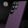 Samsung Galaxy S23 Ultra Carbon Fiber Texture Glass Panel Protective Phone Case with Holder - Black