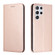 Samsung Galaxy S23 Ultra 5G Carbon Fiber Texture Magnetic Flip Leather Phone Case - Rose Gold