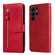 Samsung Galaxy S23 Ultra 5G Calf Texture Zipper Leather Phone Case - Red