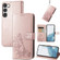 Samsung Galaxy S23 Ultra 5G Four-leaf Clasp Embossed Buckle Leather Phone Case - Rose Gold