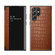 Samsung Galaxy S23 Ultra 5G Crocodile Texture Window View Leather Phone Case - Brown