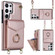 Samsung Galaxy S23 Ultra 5G Ring Holder RFID Card Slot Phone Case with Long Lanyard - Rose Gold