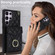 Samsung Galaxy S23 Ultra 5G Rhombic Texture Card Bag Phone Case with Long Lanyard - Black