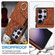 Samsung Galaxy S23 Ultra 5G Rhombic Texture Card Bag Phone Case with Long Lanyard - Brown