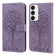 Samsung Galaxy S23 5G Tree & Deer Pattern Pressed Printing Horizontal Flip Leather Phone Case - Purple