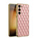 Samsung Galaxy S23 5G GKK Rhombus Pattern Electroplating Plain PU Phone Case - Pink