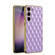 Samsung Galaxy S23 5G GKK Rhombus Pattern Electroplating Plain PU Phone Case - Purple