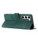Samsung Galaxy S23 5G Skin Feel Stripe Pattern Leather Phone Case with Lanyard - Green