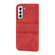 Samsung Galaxy S23 5G Embossed Stripes Skin Feel Leather Phone Case - Red