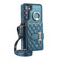 Samsung Galaxy S23 5G Horizontal Card Bag Ring Holder Phone Case with Dual Lanyard - Dark Green