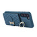 Samsung Galaxy S23 5G Horizontal Card Bag Ring Holder Phone Case with Dual Lanyard - Dark Green