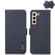 Samsung Galaxy S23 5G KHAZNEH Side-Magnetic Litchi Genuine Leather RFID Phone Case - Blue