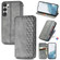 Samsung Galaxy S23 5G Cubic Grid Pressed Magnetic Leather Phone Case - Gray
