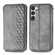 Samsung Galaxy S23 5G Cubic Grid Pressed Magnetic Leather Phone Case - Gray