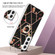 Samsung Galaxy S23 5G Splicing Marble Flower IMD TPU Phone Case with Ring Holder - Black Flower