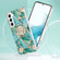 Samsung Galaxy S23 5G Splicing Marble Flower IMD TPU Phone Case with Ring Holder - Black Flower