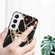 Samsung Galaxy S23 5G Splicing Marble Flower IMD TPU Phone Case with Ring Holder - Black Flower