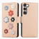 Samsung Galaxy S23 5G Stereoscopic Flowers Leather Phone Case - Khaki