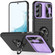 Samsung Galaxy S23 5G Sliding Camshield Armor Phone Case with Ring Holder - Purple Black