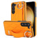 Samsung Galaxy S23 Non-slip Full Coverage Ring PU Phone Case with Wristband - Orange