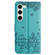 Samsung Galaxy S23 Cat Embossing Pattern Leather Phone Case with Lanyard - Blue