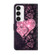 Samsung Galaxy S23 Crystal 3D Shockproof Protective Leather Phone Case - Lace Love