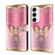 Samsung Galaxy S23 Crystal 3D Shockproof Protective Leather Phone Case - Pink Bottom Butterfly