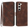 Samsung Galaxy S23 5G Line Pattern Skin Feel Leather Phone Case - Coffee
