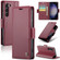 Samsung Galaxy S23 5G CaseMe 023 Butterfly Buckle Litchi Texture RFID Anti-theft Leather Phone Case - Wine Red