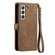Samsung Galaxy S23 5G Geometric Zipper Wallet Side Buckle Leather Phone Case - Brown