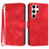 Samsung Galaxy S23 Ultra 5G Line Pattern Skin Feel Leather Phone Case - Red