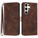 Samsung Galaxy S23 Ultra 5G Line Pattern Skin Feel Leather Phone Case - Coffee