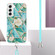 Samsung Galaxy S23+ 5G Splicing Marble Flower IMD TPU Phone Case with Lanyard - Blue Flower