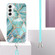 Samsung Galaxy S23+ 5G Electroplating IMD Splicing Dual-side Marble TPU Phone Case with Lanyard - Blue