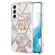 Samsung Galaxy S23+ 5G Splicing Marble Flower IMD TPU Phone Case with Ring Holder - Crown