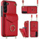 Samsung Galaxy S23+ 5G Ring Holder RFID Card Slot Phone Case with Long Lanyard - Red