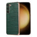 Samsung Galaxy S23+ 5G Crocodile Texture Genuine Leather Electroplating Phone Case - Dark Green
