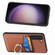 Samsung Galaxy S23+ 5G Carbon Fiber Card Wallet Ring Holder Phone Case - Brown