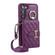 Samsung Galaxy S23+ 5G Horizontal Card Bag Ring Holder Phone Case with Dual Lanyard - Dark Purple