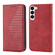 Samsung Galaxy S23+ 5G Cubic Grid Calf Texture Magnetic Leather Phone Case - Red