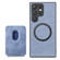 Samsung Galaxy S22+ 5G Carbon Fiber Leather Card Magsafe Magnetic Phone Case - Blue