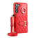 Samsung Galaxy S23+ 5G Horizontal Card Bag Ring Holder Phone Case with Dual Lanyard - Red