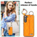 Samsung Galaxy S23+ Non-slip Full Coverage Ring PU Phone Case with Wristband - Orange