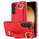 Samsung Galaxy S23+ Non-slip Full Coverage Ring PU Phone Case with Wristband - Red