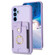 Samsung Galaxy A14 4G / 5G BF27 Metal Ring Card Bag Holder Phone Case - Purple